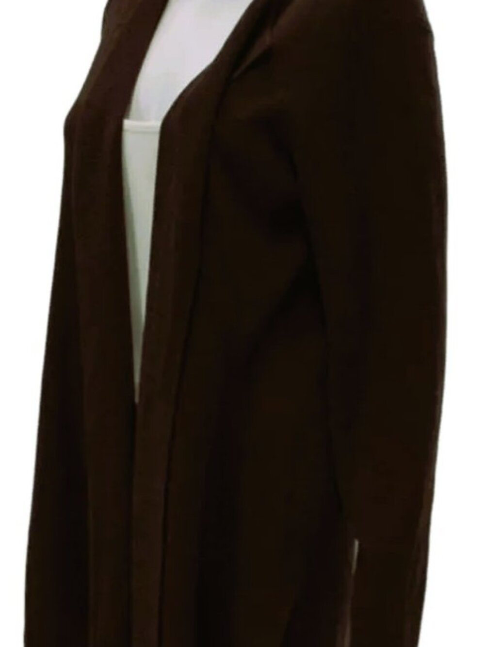 NWT$378 Eileen Fisher Peat Round-Nk Long Cardi-Duster L fit XL?Wool Crepe Jacket - Picture 3 of 6